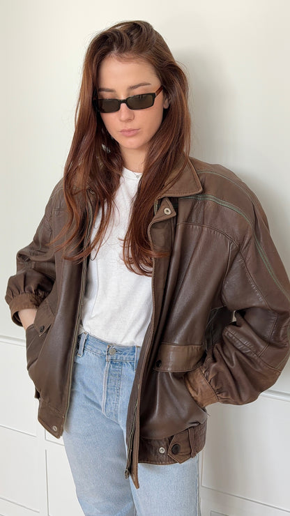 Valentino Brown Leather Bomber